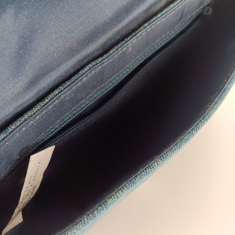 Womens Solid Blue Rectangular Shaped Studded Denim Shoulder Bag - Picture 9 of 13